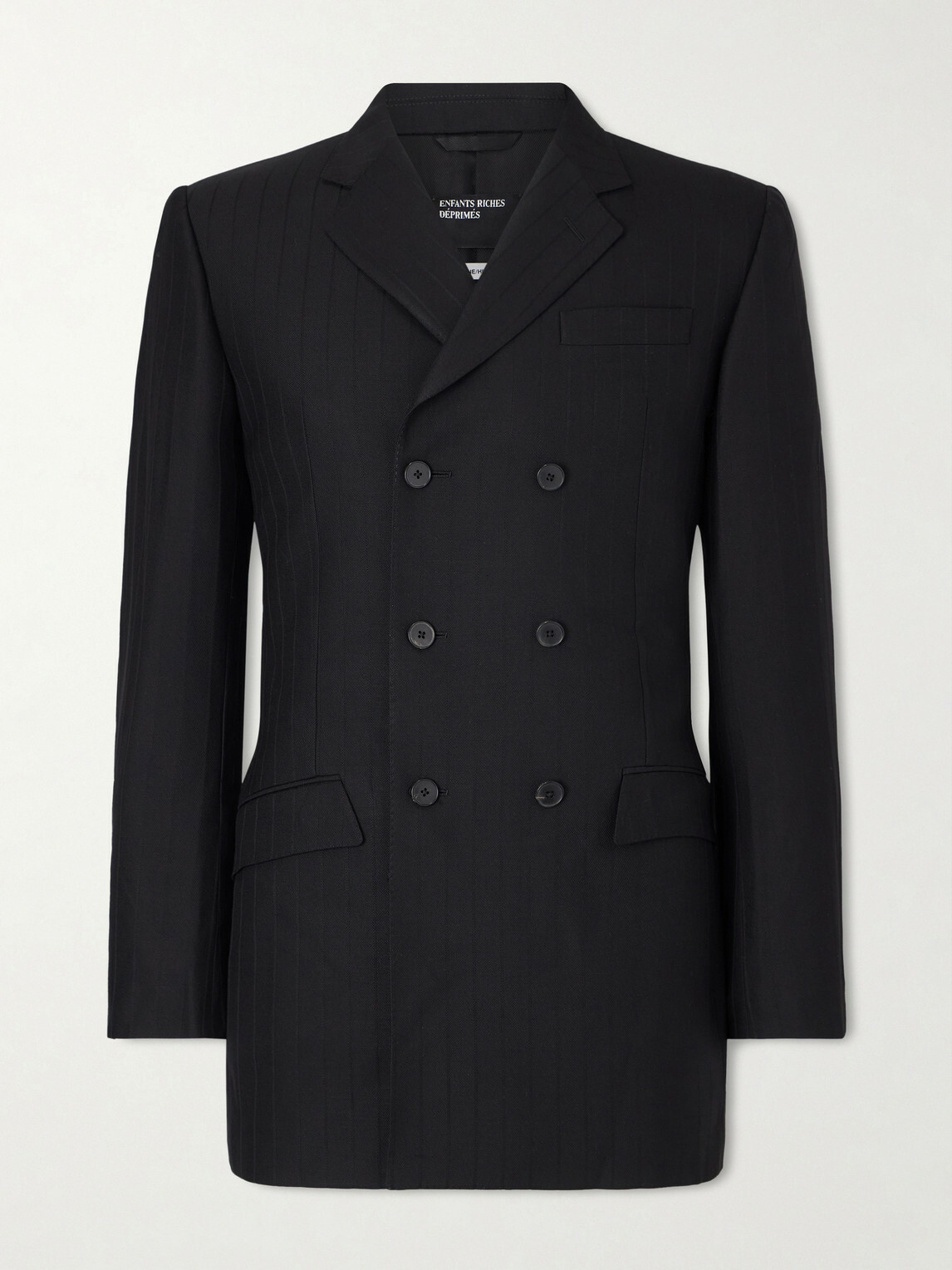 Enfants Riches Déprimés - The Pierre Doubled-Breasted Pinstriped Virgin Wool-Twill Blazer - Black