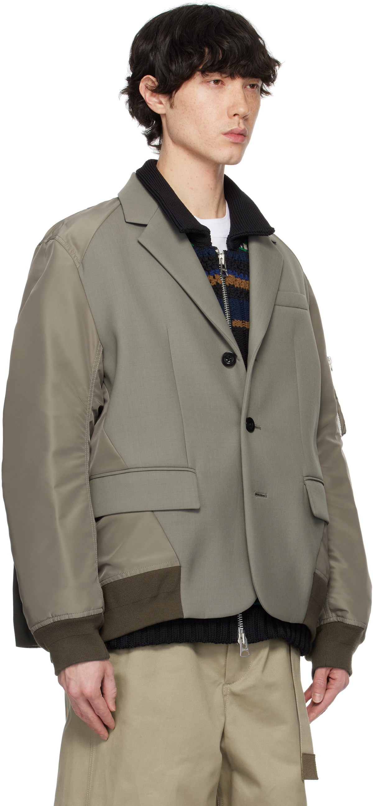 【美品60%off】sacai 21ss Suit Coat Khaki SACAI SUITING JACKET TAUPE NEW SEASON PARLOUR X ONLINE