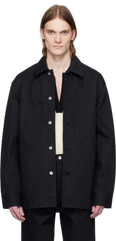 Photo: Jil Sander Black Logo Patch Denim Overshirt