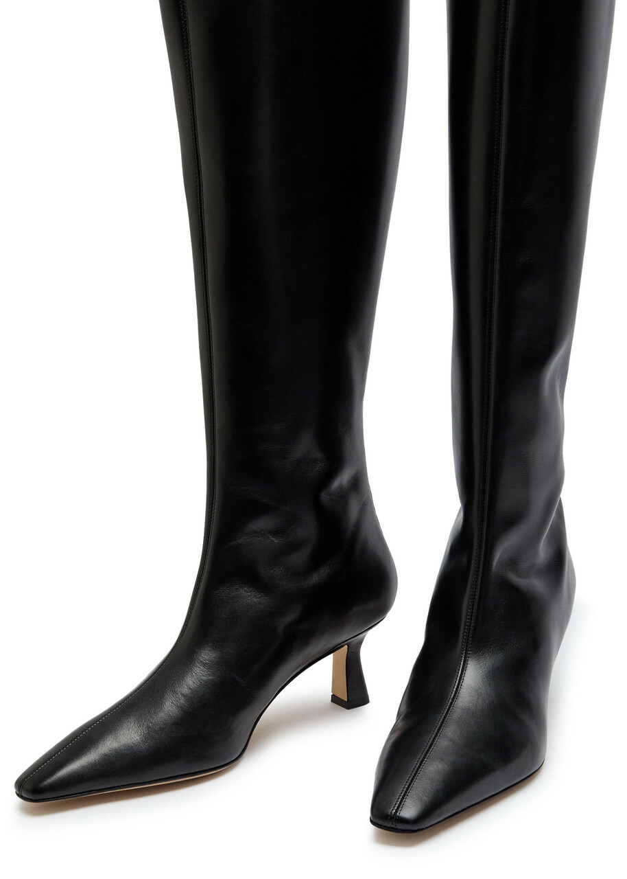Aeyde Klea 60 Leather Knee-high Boots Black