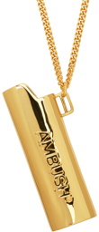 AMBUSH Gold Logo Lighter Case Necklace