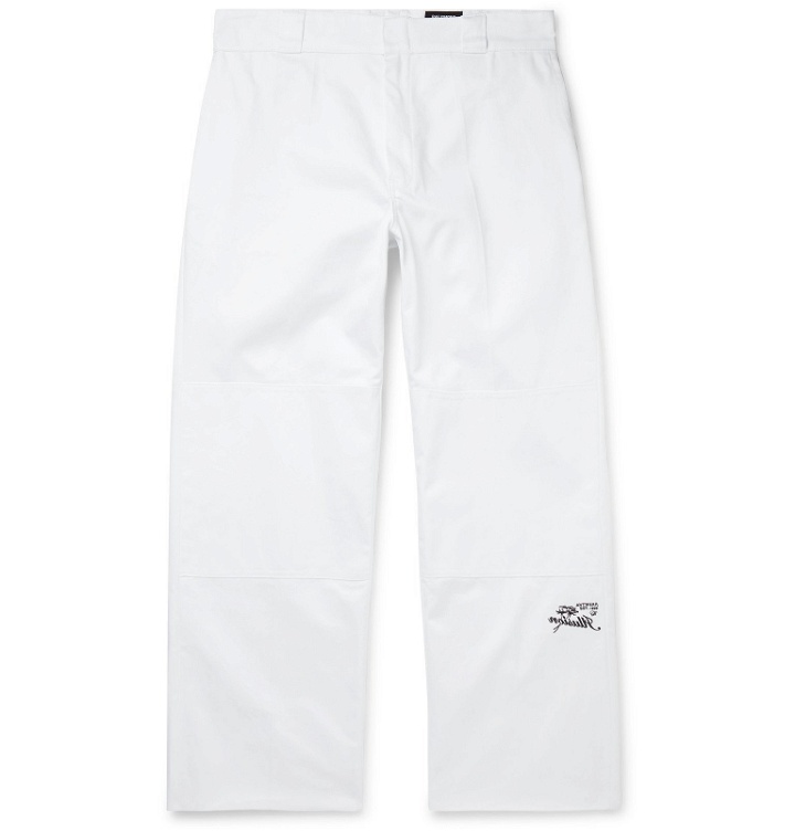 Photo: Raf Simons - Embroidered Cotton-Twill Trousers - White