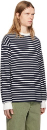 Pilgrim Surf + Supply Navy & White Blinky Striped Longsleeve T-shirt