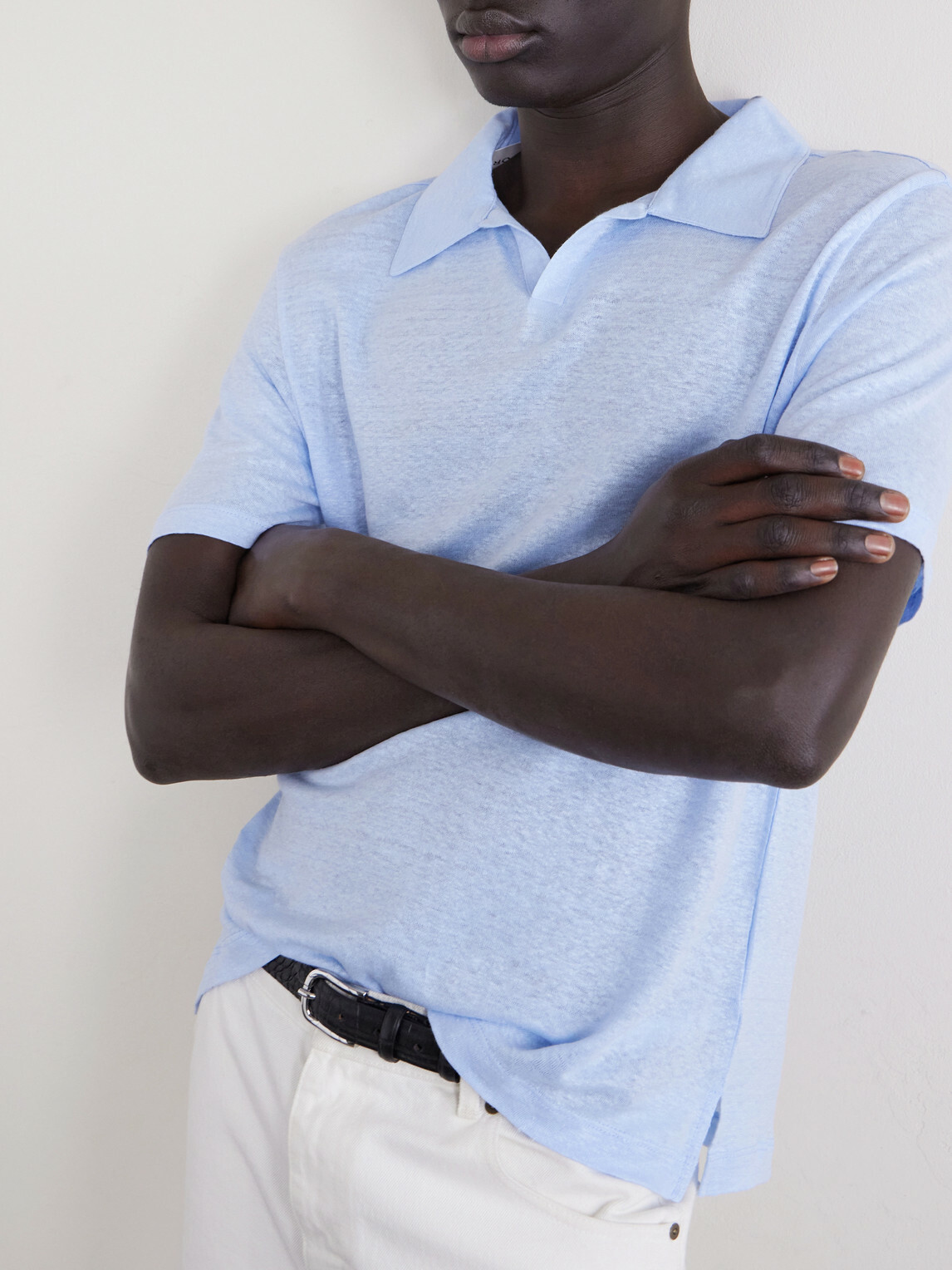 Officine Générale - Simon Linen Polo Shirt - Blue