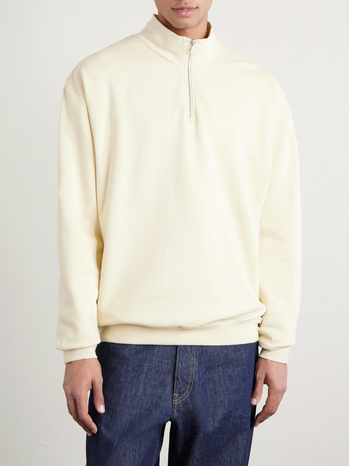 Auralee - Cotton Half-Zip Sweatshirt - Neutrals