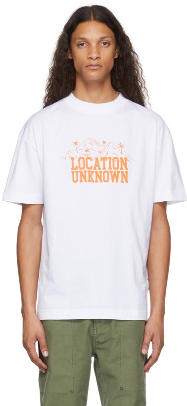 Photo: Palm Angels White 'Location Unknown' T-Shirt