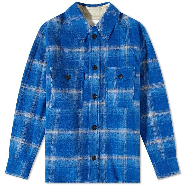 Photo: Isabel Marant Men's Gervon Check Wool Overshirt in Electric Blue