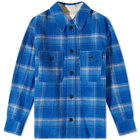 Isabel Marant Men's Gervon Check Wool Overshirt in Electric Blue