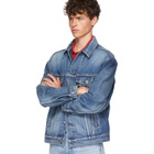 Balenciaga Blue Organic Denim Logo Jacket