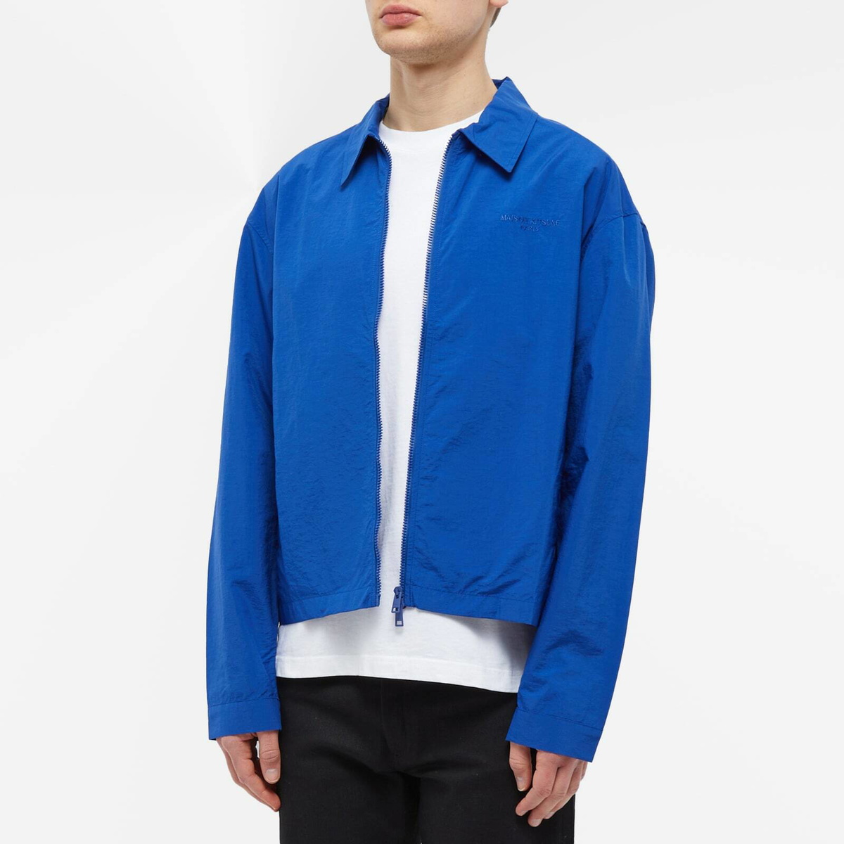 Maison Kitsuné Men's Technical Zipped Overshirt in Deep Blue