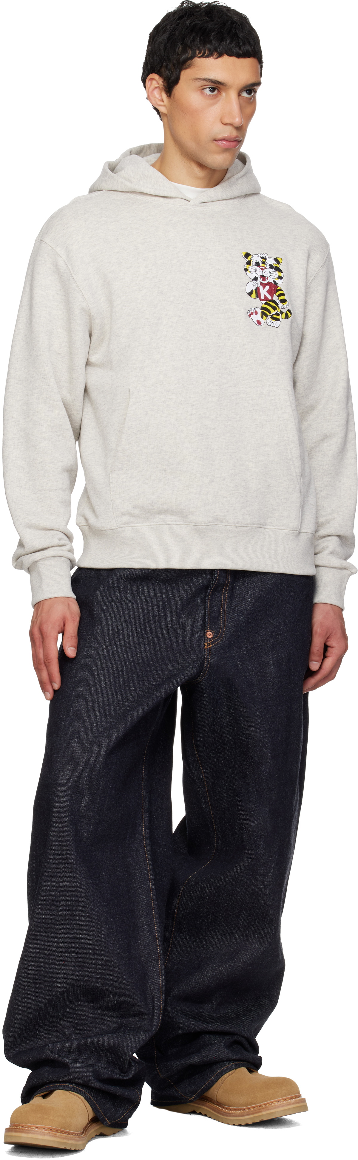 Kenzo Gray Kenzo Paris 'KENZO Wild Tiger' Embroidered Hoodie