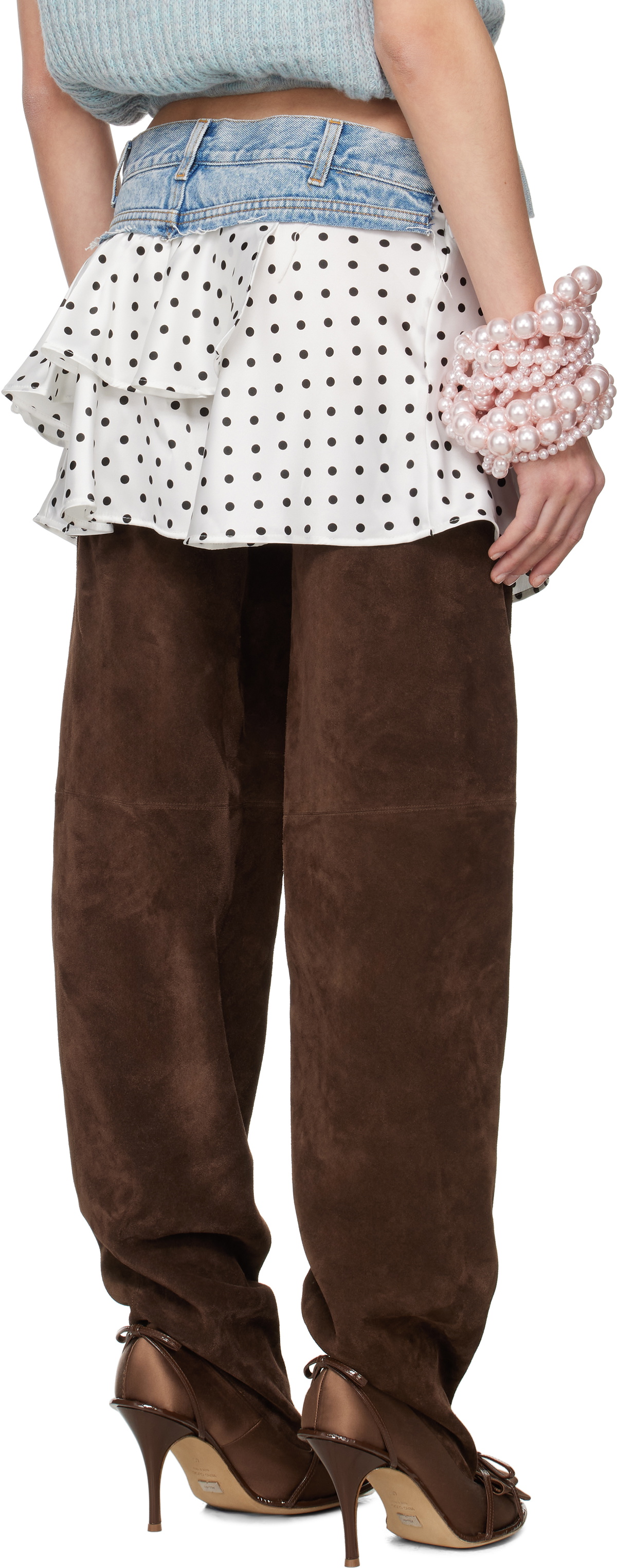 ALL-IN White & Black Polka Dot Triple Miniskirt