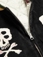 KAPITAL - Embroidered Cotton-Velvet Bomber Jacket - Black