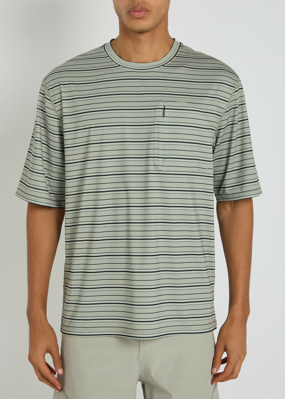 Hiking Patrol Striped Stretch-jersey T-shirt Grey