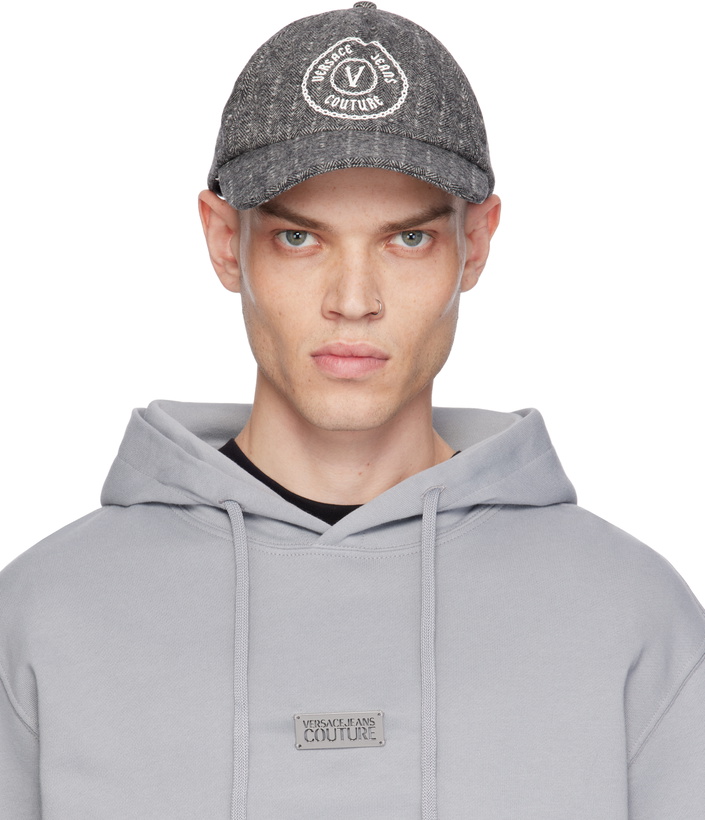 Photo: Versace Jeans Couture Gray Pinstripe Baseball Cap