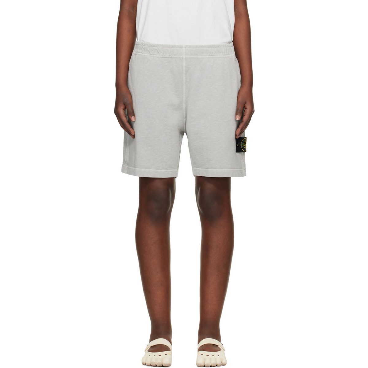 Stone Island Gray 6200014 Malfilé Fleece Old Effect Shorts