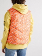 ERL - Reversible Quilted Logo-Print Shell Down Gilet - Orange