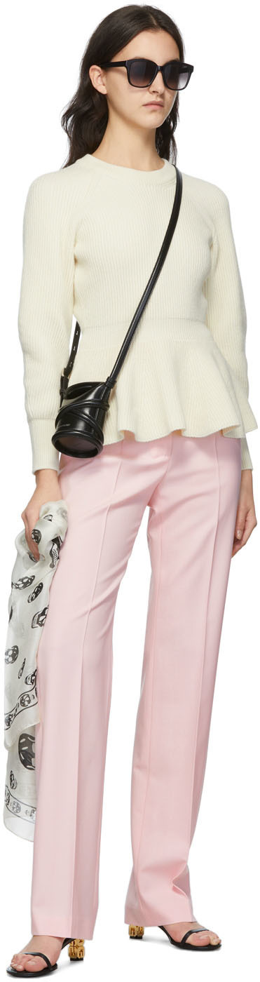 Alexander McQueen Off-White Wool Peplum Sweater