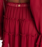 Bananhot Elma tiered semi-sheer maxi skirt