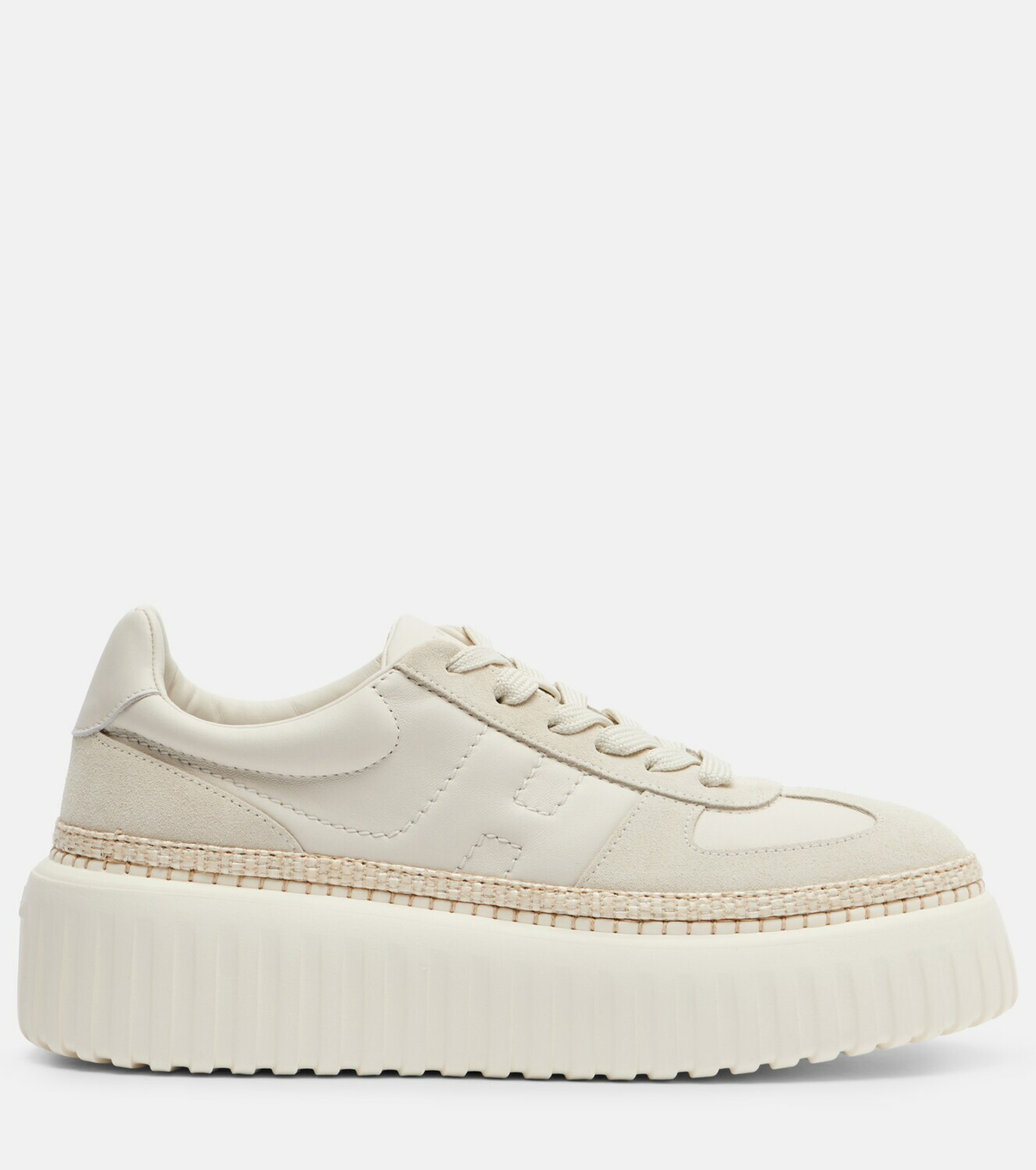 Hogan H710 H-Stripes leather and suede platform sneakers