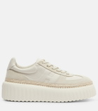 Hogan H710 H-Stripes leather and suede platform sneakers