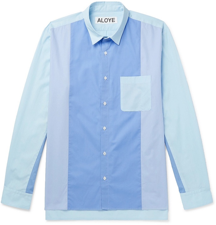 Photo: Aloye - Panelled Cotton-Poplin Shirt - Blue
