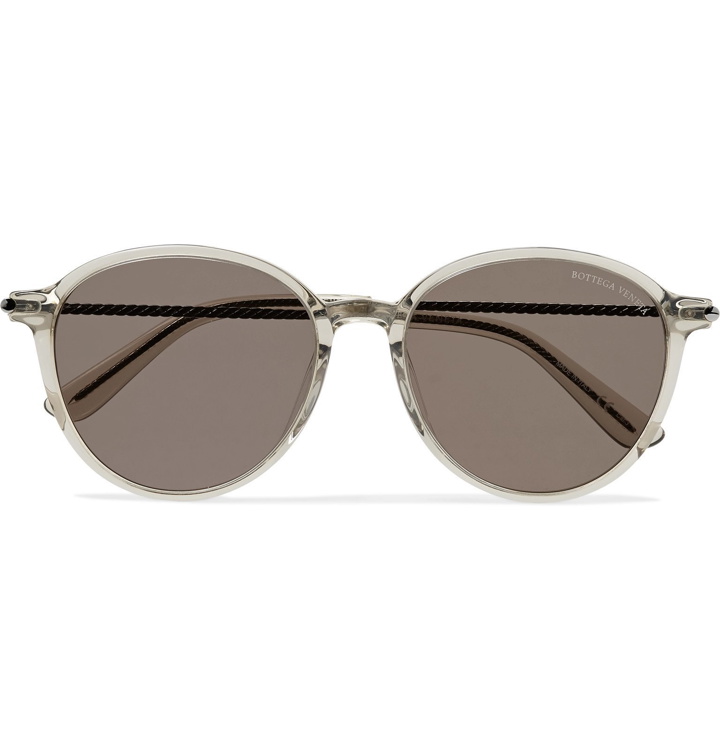 Photo: Bottega Veneta - Round-Frame Acetate and Gunmetal-Tone Sunglasses - Neutrals