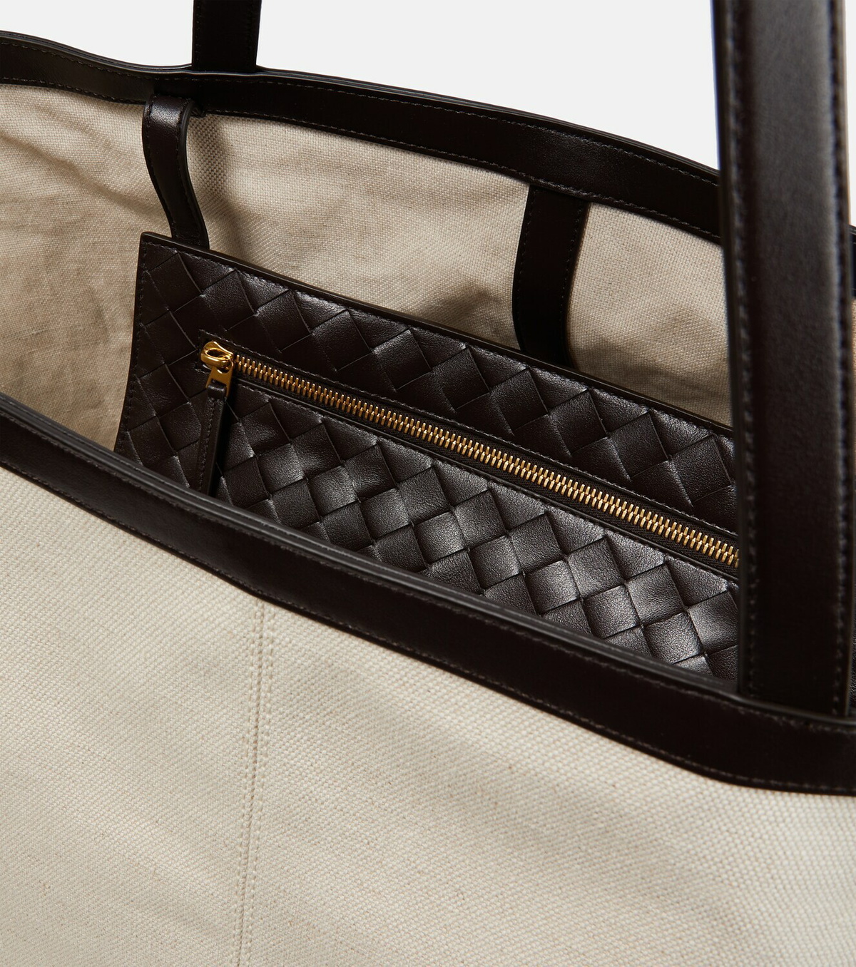 Bottega Veneta Flip Flap leather-trimmed canvas tote bag