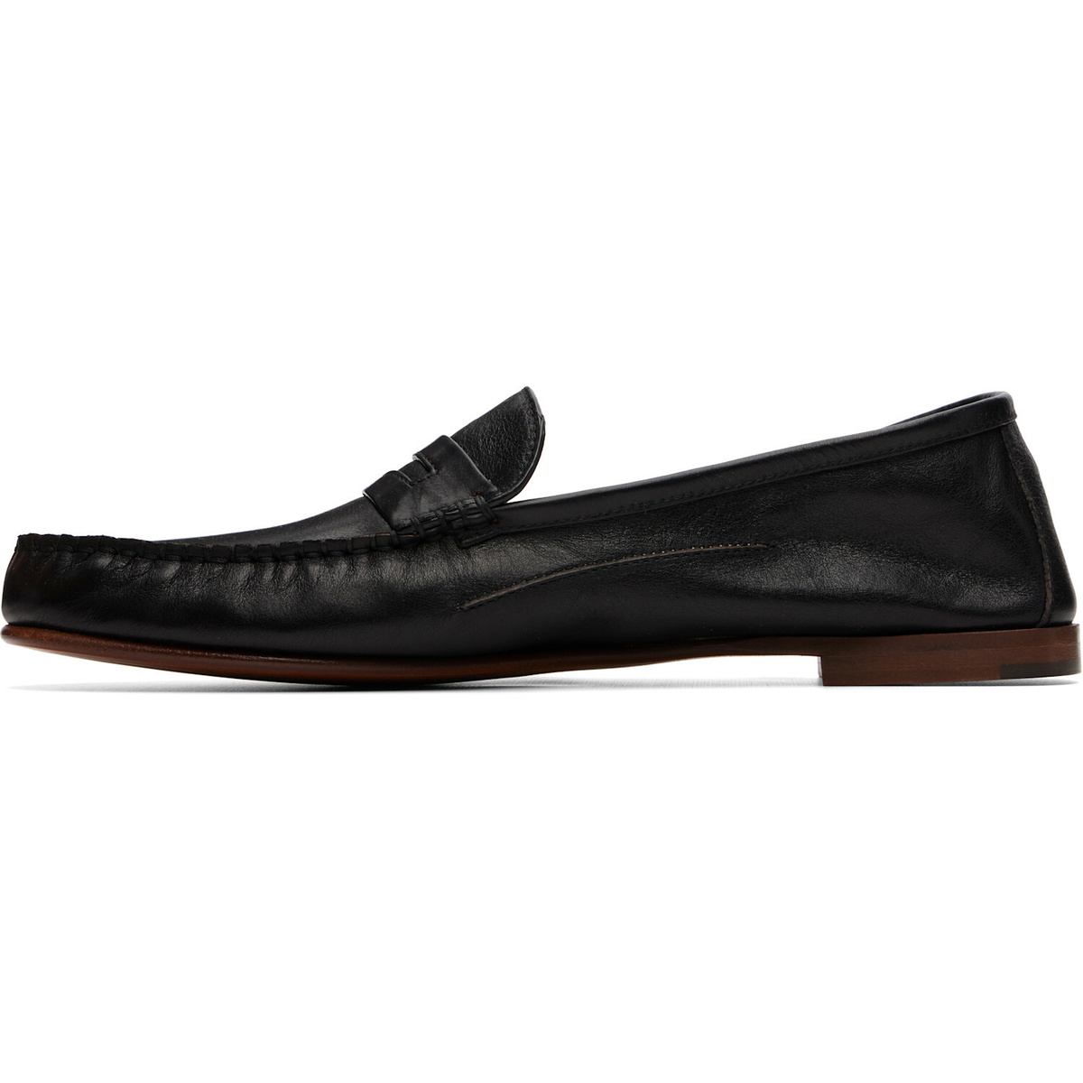 Versace Black Guanto Leather Loafers