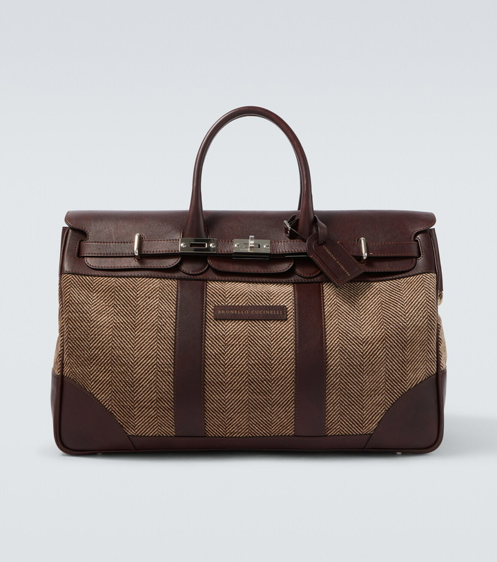 Photo: Brunello Cucinelli Leather-trimmed canvas duffel bag