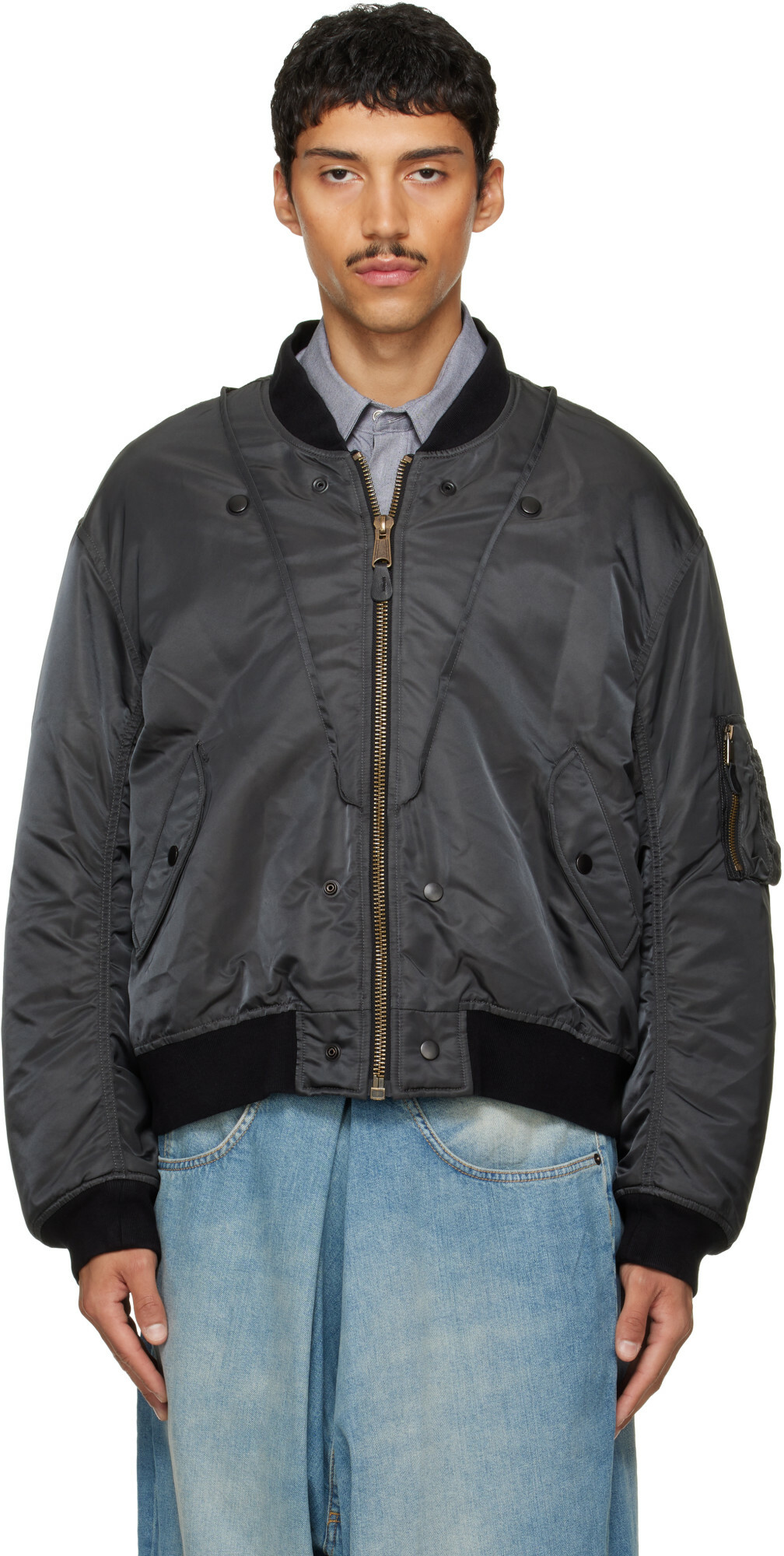 Maison Margiela Gray & Black Reversible Bomber Jacket
