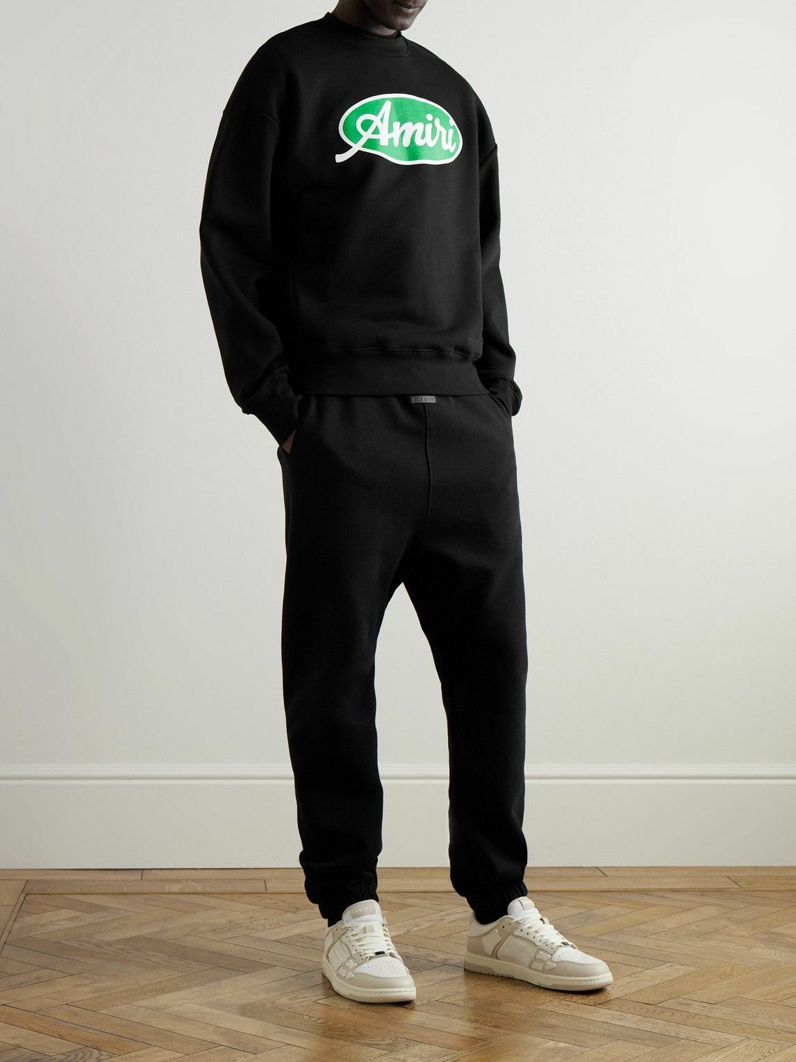 AMIRI - Oversized Logo-Print Cotton-Jersey Sweatshirt - Black