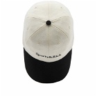 Sporty & Rich Serif Logo Flannel Cap in Off White/Black