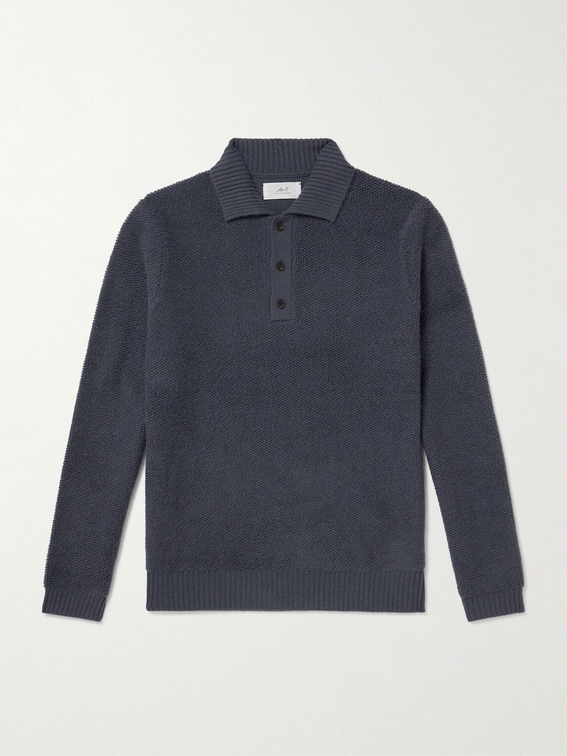 Mr P. - Textured-Cashmere Polo Shirt - Black