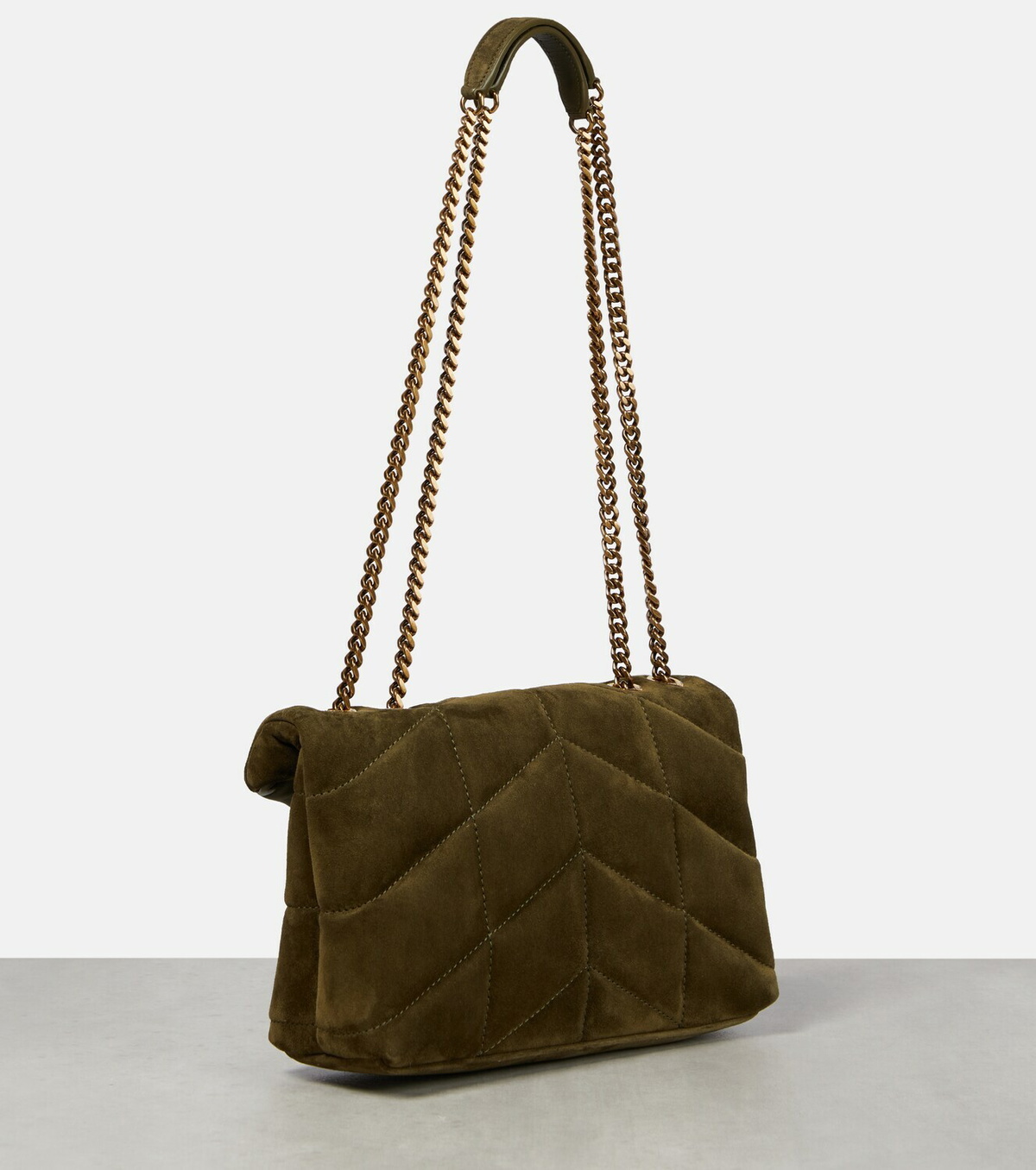 ★TOUT Y EST★ Balloon Suede Chain Shoulder Bag Rattan Musta Brown Suede Tote Bag - Small Suede Bag - Rounded Shoulder