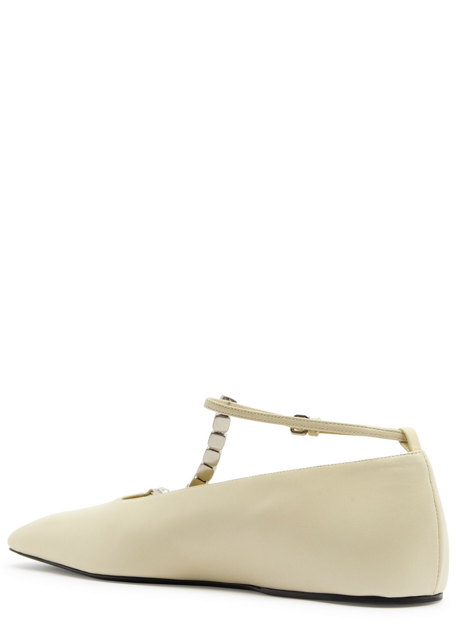 Jil Sander Crystal-embellished Leather Ballet Flats Ivory