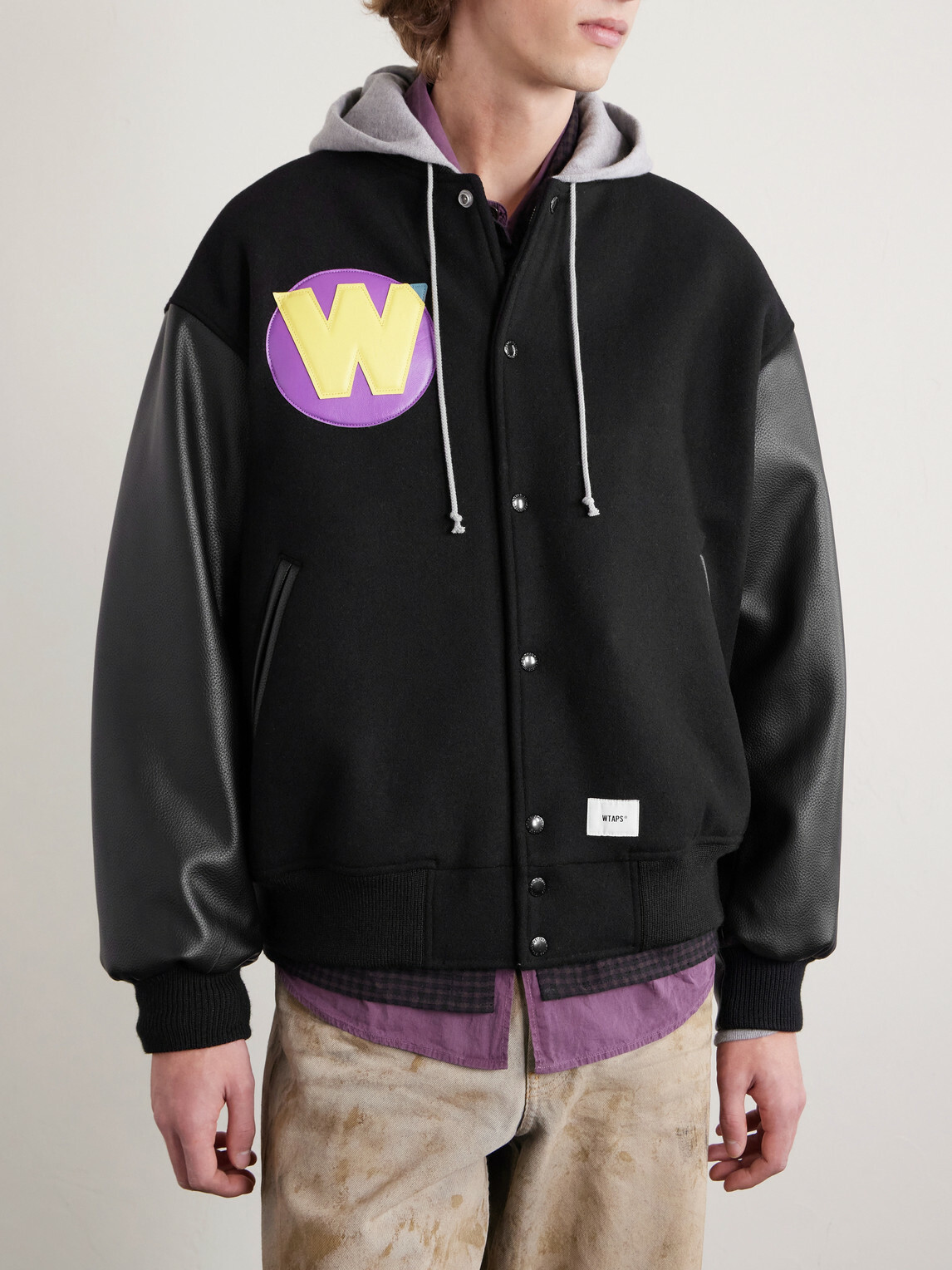WTAPS - Logo-Appliquéd Panelled Melton Wool-Blend Jacket - Black