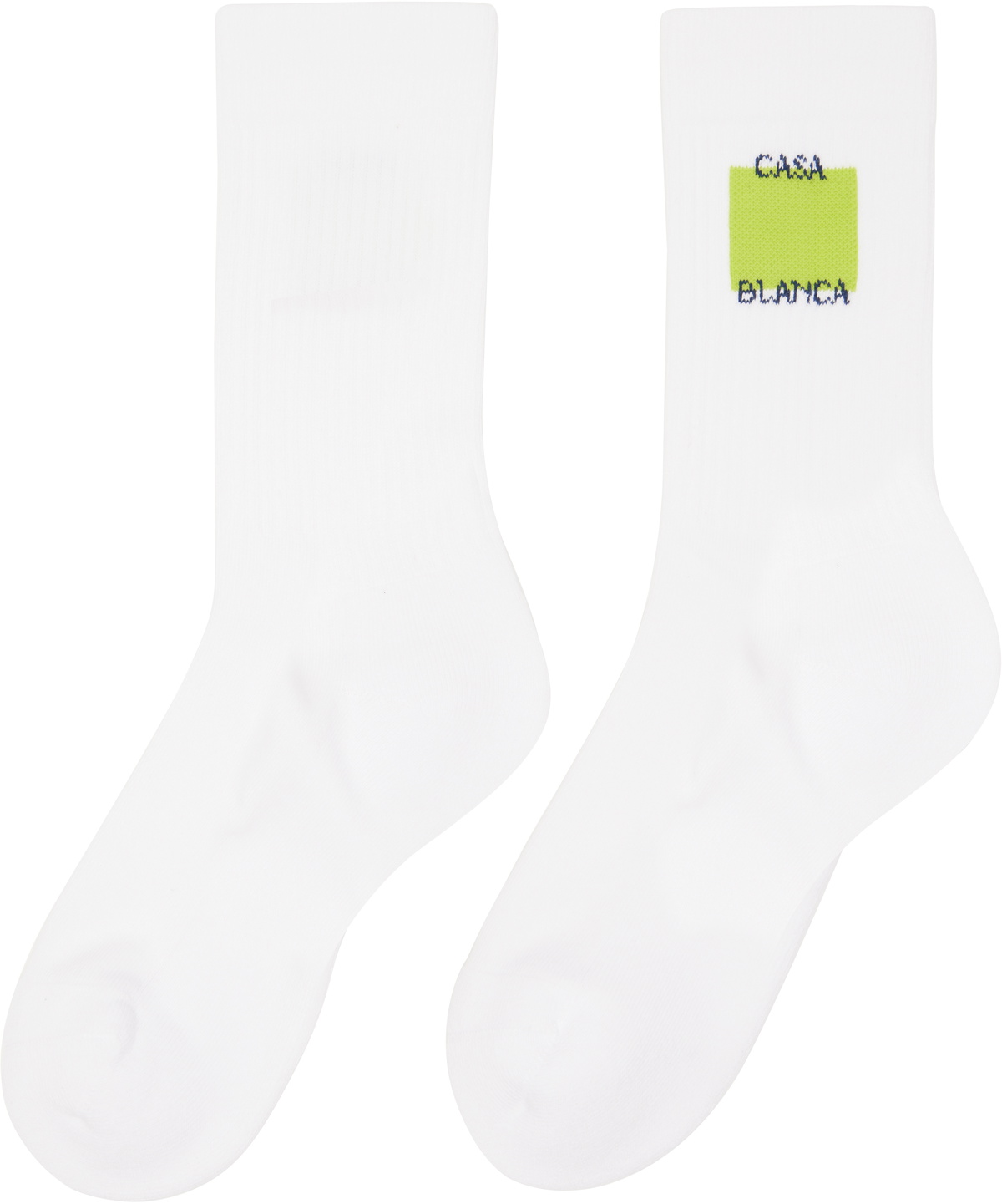 Casablanca White Acid Lime Logo Square Socks