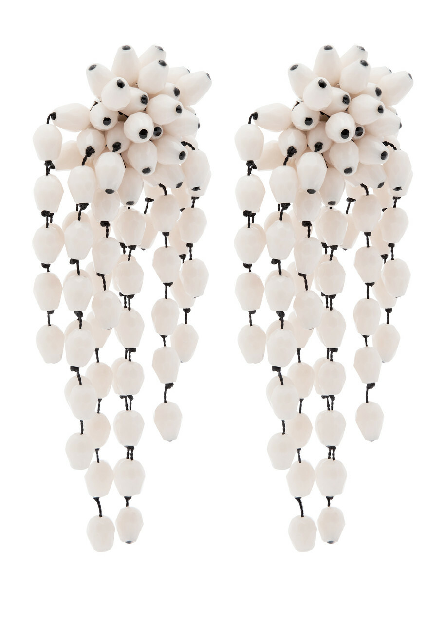 Isabel Marant Hanabi Beaded Clip-on Drop Earrings - Silver - One Size