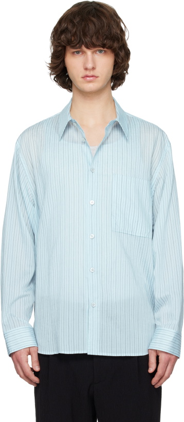 Photo: Solid Homme Blue Lyocell Nylon Stripe Shirt