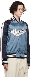 Valentino Blue Viscose Bomber Jacket