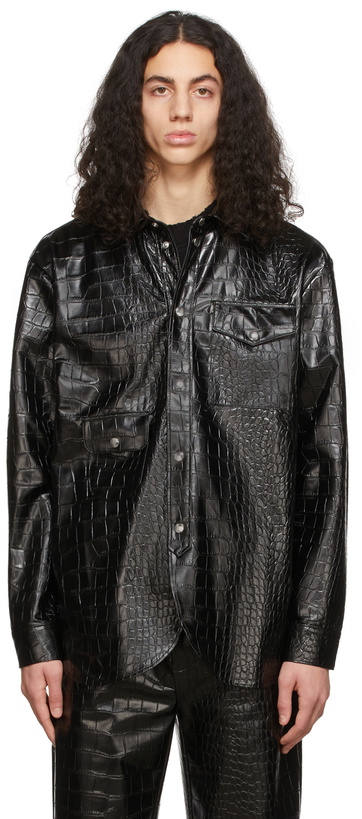 Photo: Han Kjobenhavn Black Faux-Leather Army Shirt