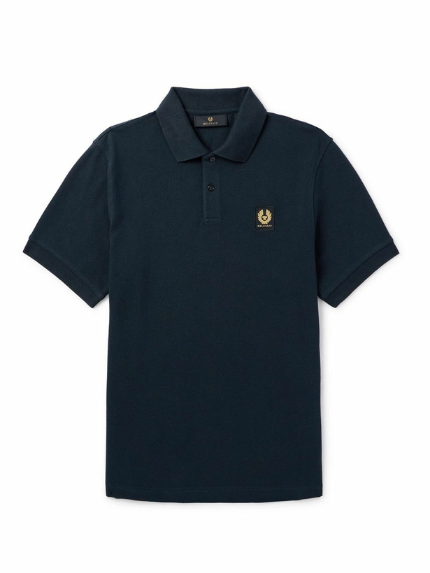 Photo: Belstaff - Logo-Appliquéd Cotton-Piqué Polo Shirt - Blue