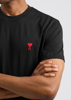 Ami Paris Logo-embroidered Cotton T-shirt Black