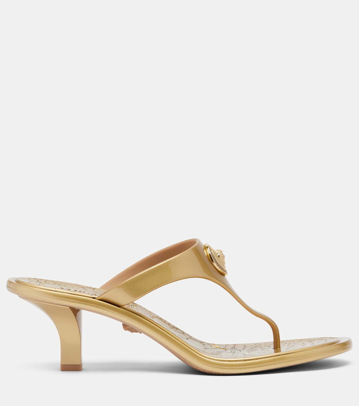 Versace Alia 55 metallic thong sandals