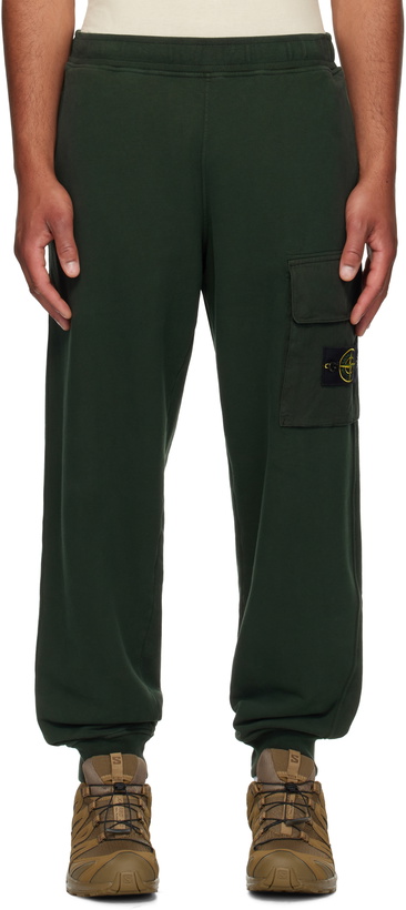 Photo: Stone Island Green 6200003 Brushed Organic Cotton Fleece Sweatpants