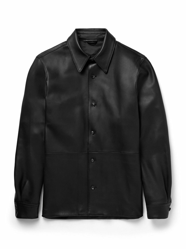 Photo: Saman Amel - Leather Shirt Jacket - Black