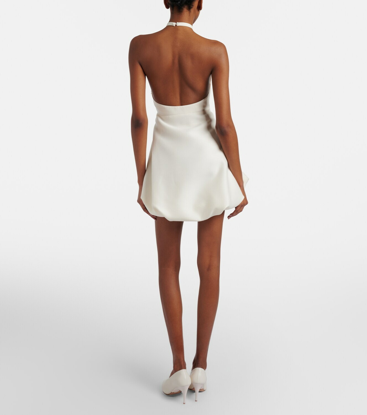 Balenciaga Halterneck peplum wool and silk minidress