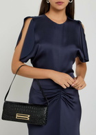 Victoria Beckham Dorian East-west Crocodile-effect Leather Clutch - Black - One Size
