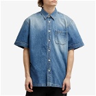 Givenchy Men's Short Sleeve Denim Shirt in Indigo Blue